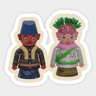 3d rendered couple Jakarta's traditional culture called ondel-ondel perfect for design project and anniversary of Jakarta Sticker